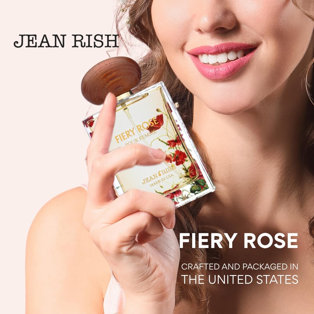 Jean Rish Fiery Rose Perfume for Women Eau De Parfum, Long-Lasting Luxury Fragrance, Made In USA - Rose, Peony, Peach, Musk, Sandalwood Scent - 100ml Beauty & Personal Care Jean Rish