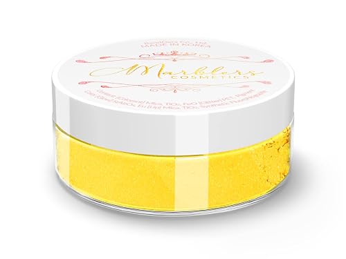 MARBLERS Fine Natural Mica Powder [Lucid Yellow] 0.11oz (3g) | Highly Pigmented | Non-Toxic, Vegan, Cruelty-Free | Eyeshadow, Body Butter, Nail