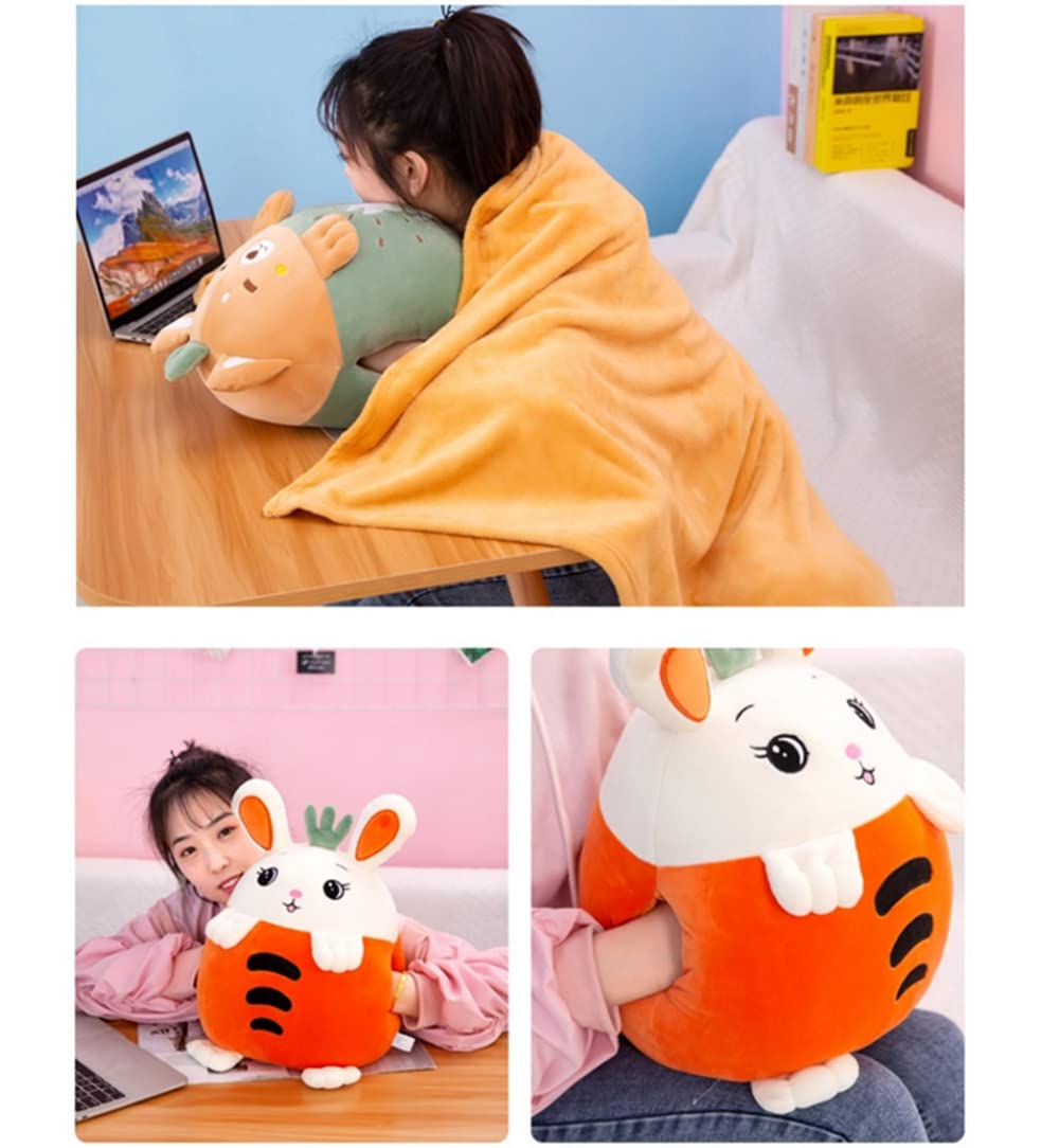Kids Stuffed Animal Travel Blanket and Pillow Set, Adorable 3 in 1 Multifunctional Fruit Plush Pillow with Hand Warmer Design, Perfect for Travel,…