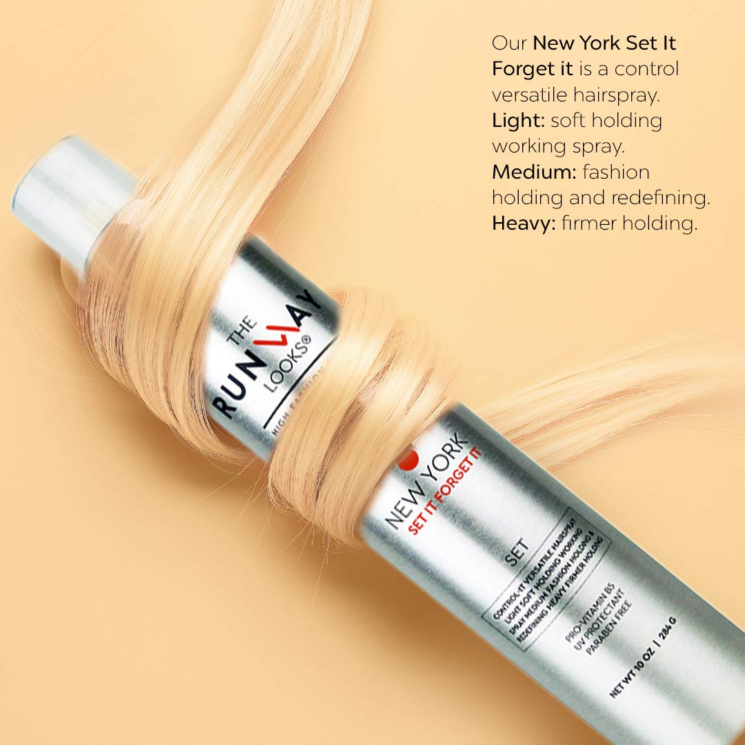 The Runway Looks Set It Forget It Control-It Versatile Hairspray, With Pro-Vitamin B5, Customizable Hold Levels For Versatile Styling, Leaves No