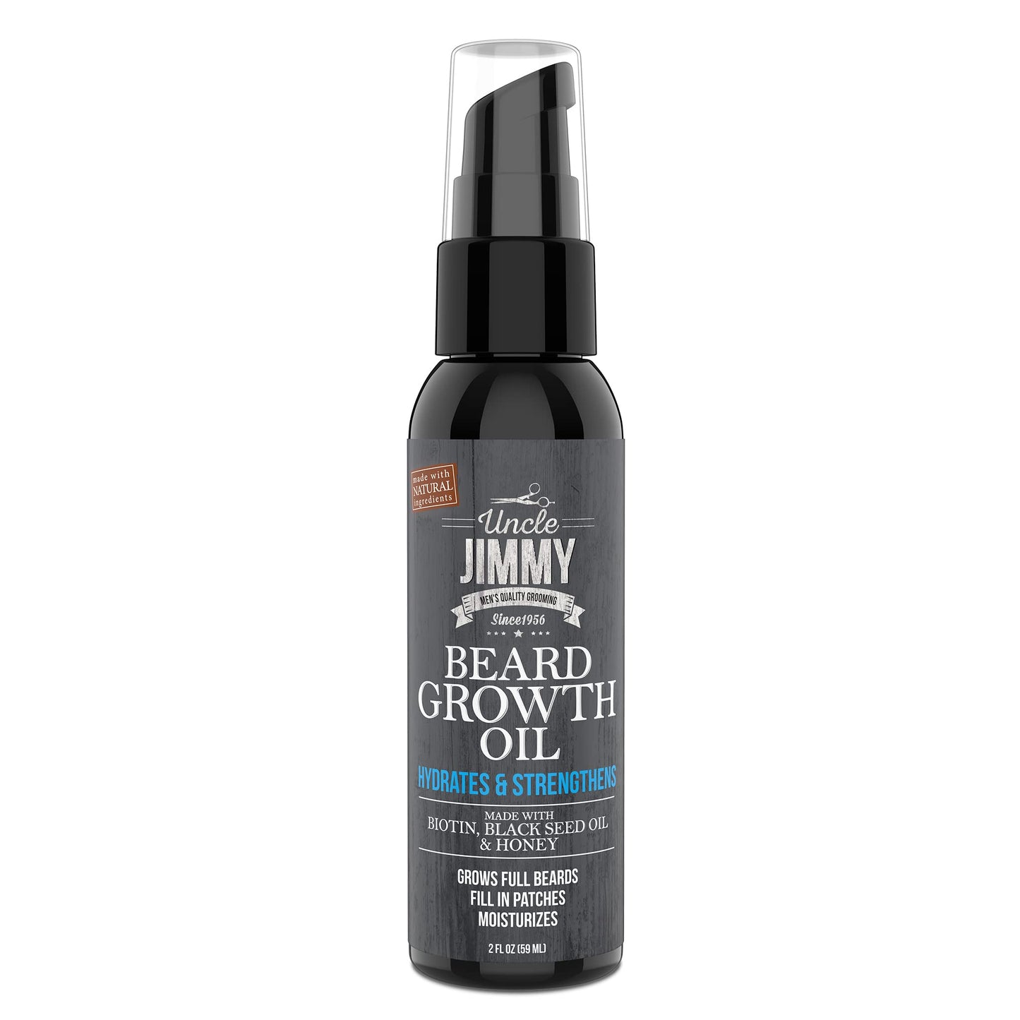 Uncle Jimmy Beard Growth Oil with Biotin | Natural Beard Care for Thicker, Fuller Healthier Beard | Men's Facial Hair Treatment for Grooming |