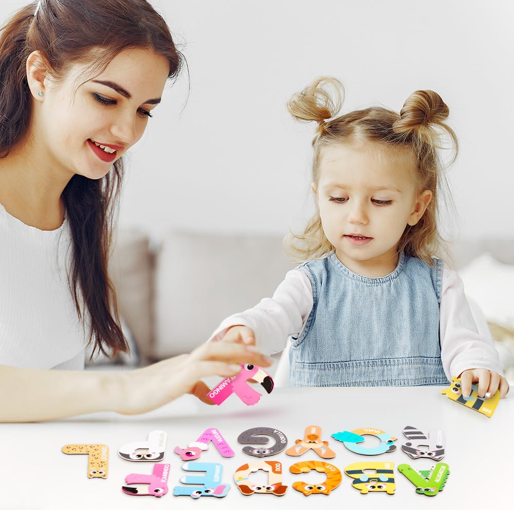 JOYIN Magnetic Letters – 26 Large Animal Alphabet Fridge Magnets for Toddlers, Educational ABC Spelling & Learning Toy for Kids Ages 3–5