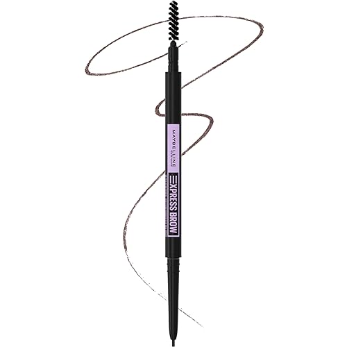 Maybelline Express Brow Ultra Slim Eyebrow Makeup, Brow Pencil with Precision Tip and Spoolie for Defined Eyebrows, Deep Brown, 1 Count