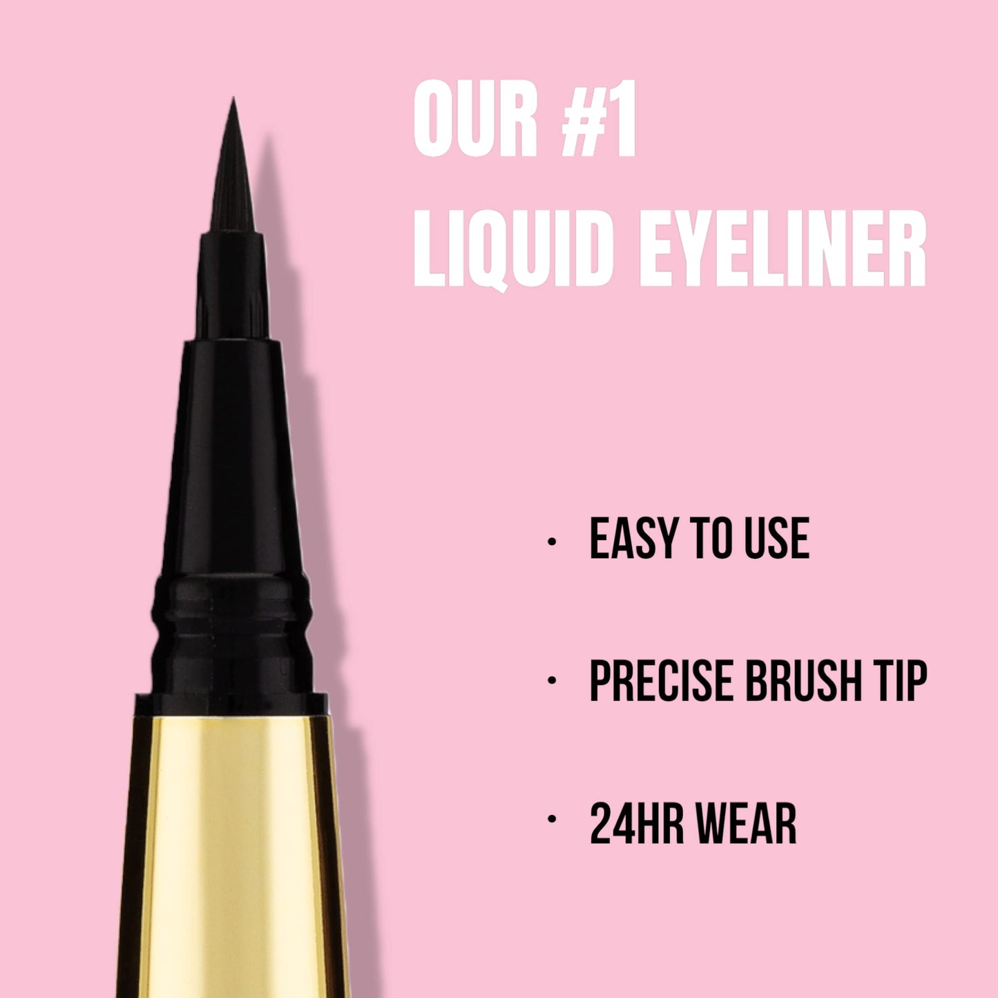 Rouge & Rogue Waterproof Liquid Eyeliner - Ultra-Black, Smudge-Proof, Long-Lasting, Vegan, Cruelty-Free, Precision Brush Tip for Winged Liner & Cat