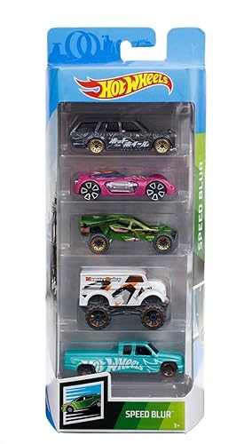 Hot Wheels 2019 Speed Blur 5-Pack (1971 Datsun 510 Wagon, Dodge XP-07, Team Corkscrew, Monster Dairy Delivery, Custom C3500)