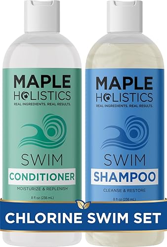 After Swim Shampoo and Conditioner Set - Chlorine Shampoo and Conditioner for Swimmers with Tea Tree and Rosemary Oil - Clarifying Shampoo for Hard