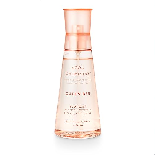 Good Chemistry Queen Bee Body Mist 5 fl oz - Light, Fruity, Floral Spray with Black Currant, Peony, & Amber - Bold, Clean & Vegan