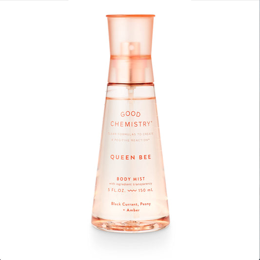 Good Chemistry Queen Bee Body Mist 5 fl oz - Light, Fruity, Floral Spray with Black Currant, Peony, & Amber - Bold, Clean & Vegan
