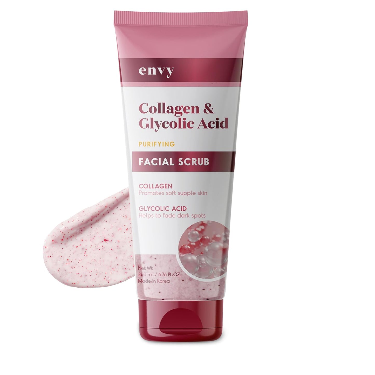 Envy Collagen & Glycolic Acid Face Scrub - Anti-Aging, Softening & Dark Spot Improving Exfoliating Scrub - Dermatologist Tested, Clean Beauty for All