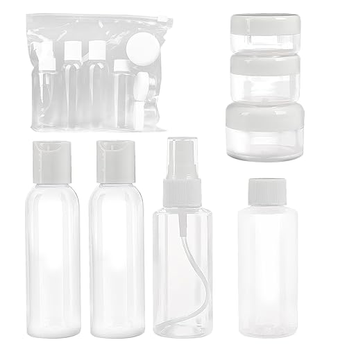 Soft 'N Style Empty Travel Size Bottles Set Plastic Travel Size Empty Bottles, Set of 7 Refillable Cosmetic Container Toiletry Bottles Set or Lotion
