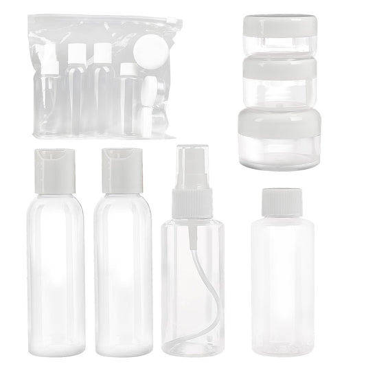 Soft 'N Style Empty Travel Size Bottles Set Plastic Travel Size Empty Bottles, Set of 7 Refillable Cosmetic Container Toiletry Bottles Set or Lotion