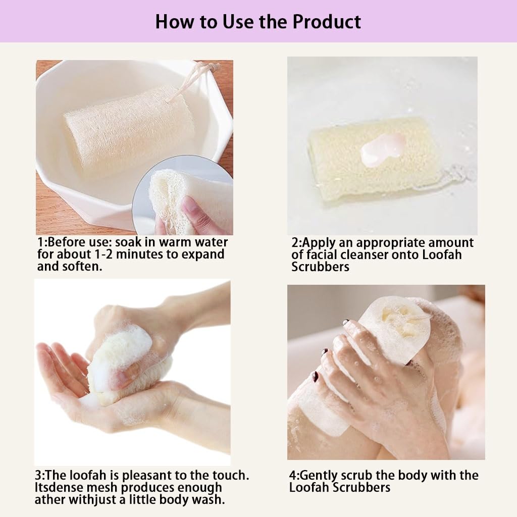haikuluo Natural Loofah Sponge,3 Pack Beauty and Personal Care haikuluo