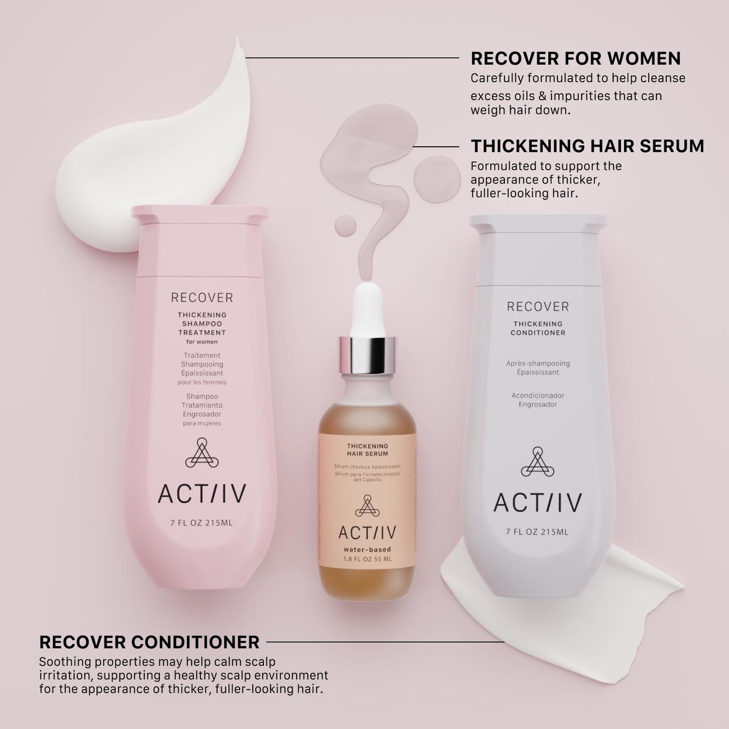 ACTIIV Ultimate Power Trio For Women | Boosts Fuller-Looking Hair, Strengthens, Soothes Scalp, Includes Shampoo, Conditioner & Serum, Vegan