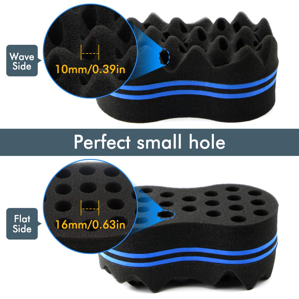 RioRand Hair Sponge Magic Barber Twist Curl Brush Sponge Dreads Locking Afro Coil Comb?Black 2 Count (Pack of 1))