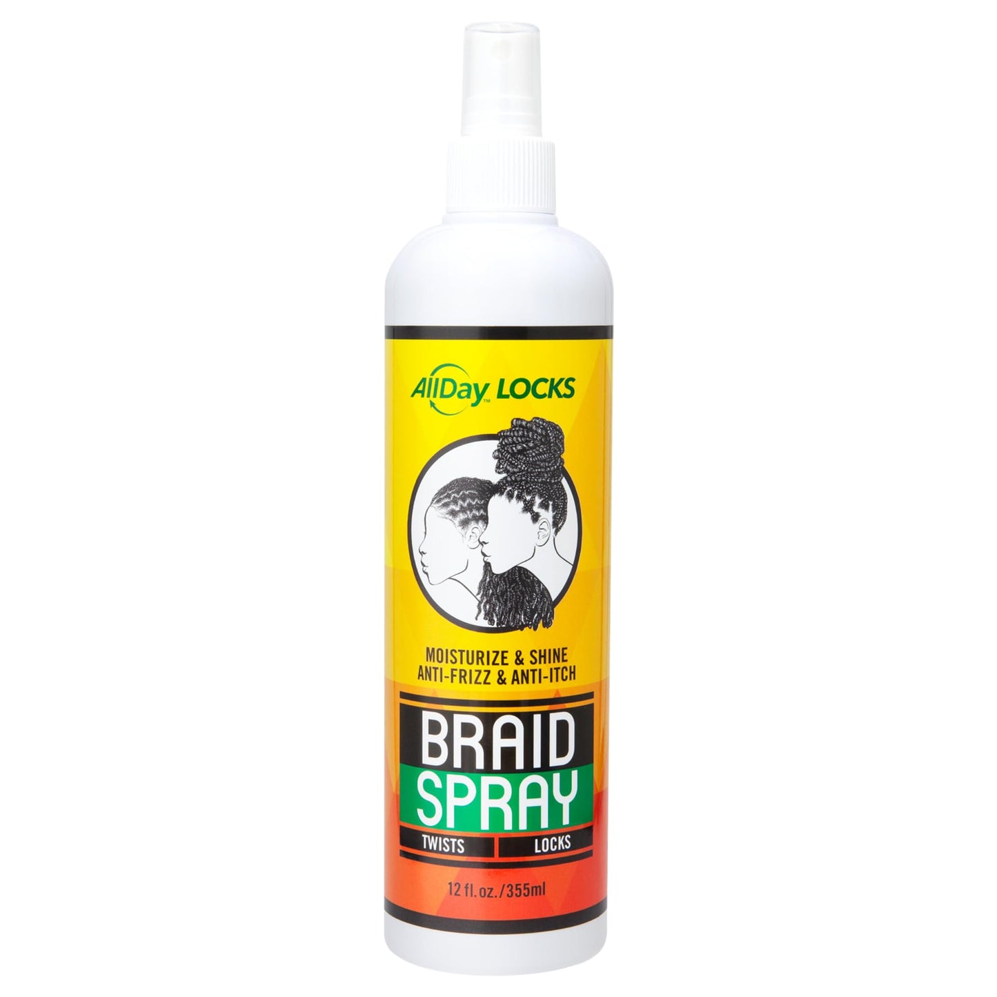 AllDay Locks Braid Spray (12 oz) | Alleviates Itchy & Dry Scalp | High Shine, Softens Dull Hair | Cleanse & Rejuvenate Braids, Locks, Twists, Cornrows