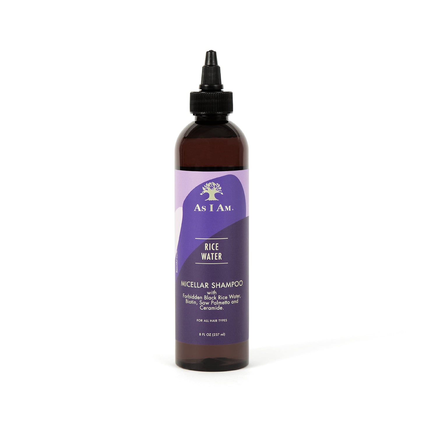 As I Am Rice Water Shampoo 8 oz - with Forbidden Black Rice, Saw Palmetto, Biotin - Gentle Cleanser - Moisturizing - Vegan & Cruelty Free - Sulfate