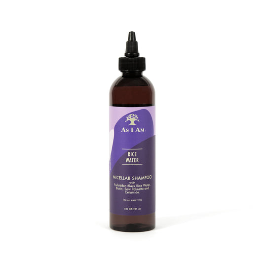 As I Am Rice Water Shampoo 8 oz - with Forbidden Black Rice, Saw Palmetto, Biotin - Gentle Cleanser - Moisturizing - Vegan & Cruelty Free - Sulfate