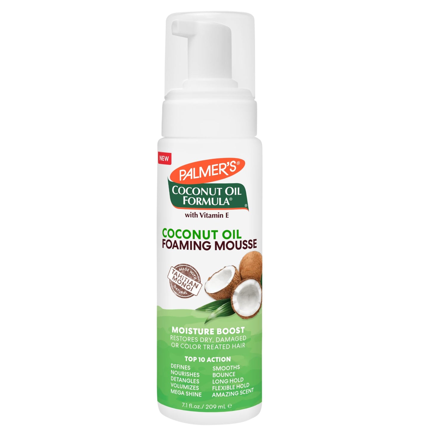 Palmer's Coconut Oil Formula Foaming Hair Mousse with Vitamin E (7.1 Fl Oz), Moisture Boost Styling Mousse for Curly, Wavy or Straight Hair, Defines