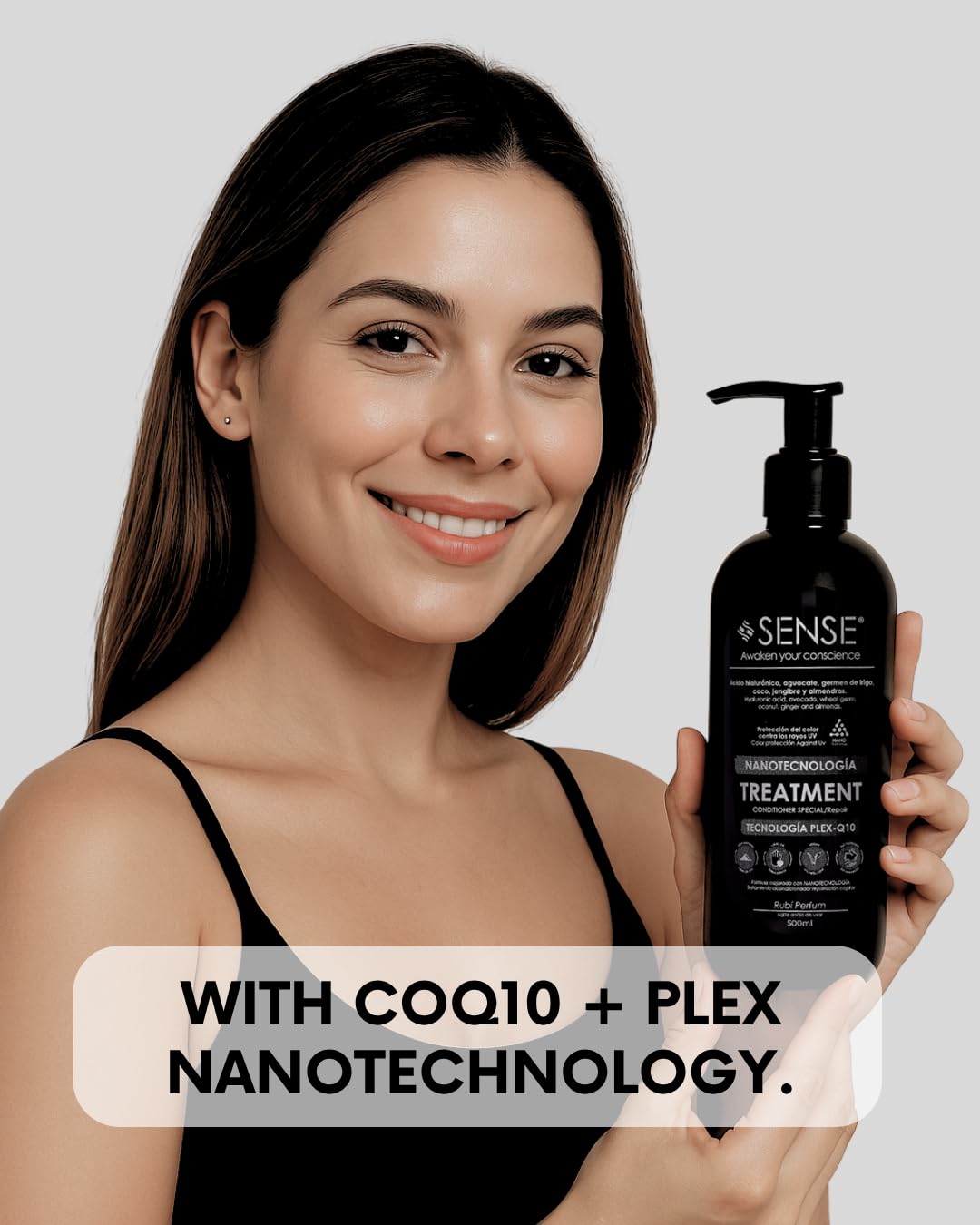 SENSE AWAKEN YOUR CONSCIENCE Nanotech Plex Repair Shampoo & Conditioner Set - Bond Restoration with Hyaluronic Acid, Coconut, Ginger & Q10 - 2 x 500