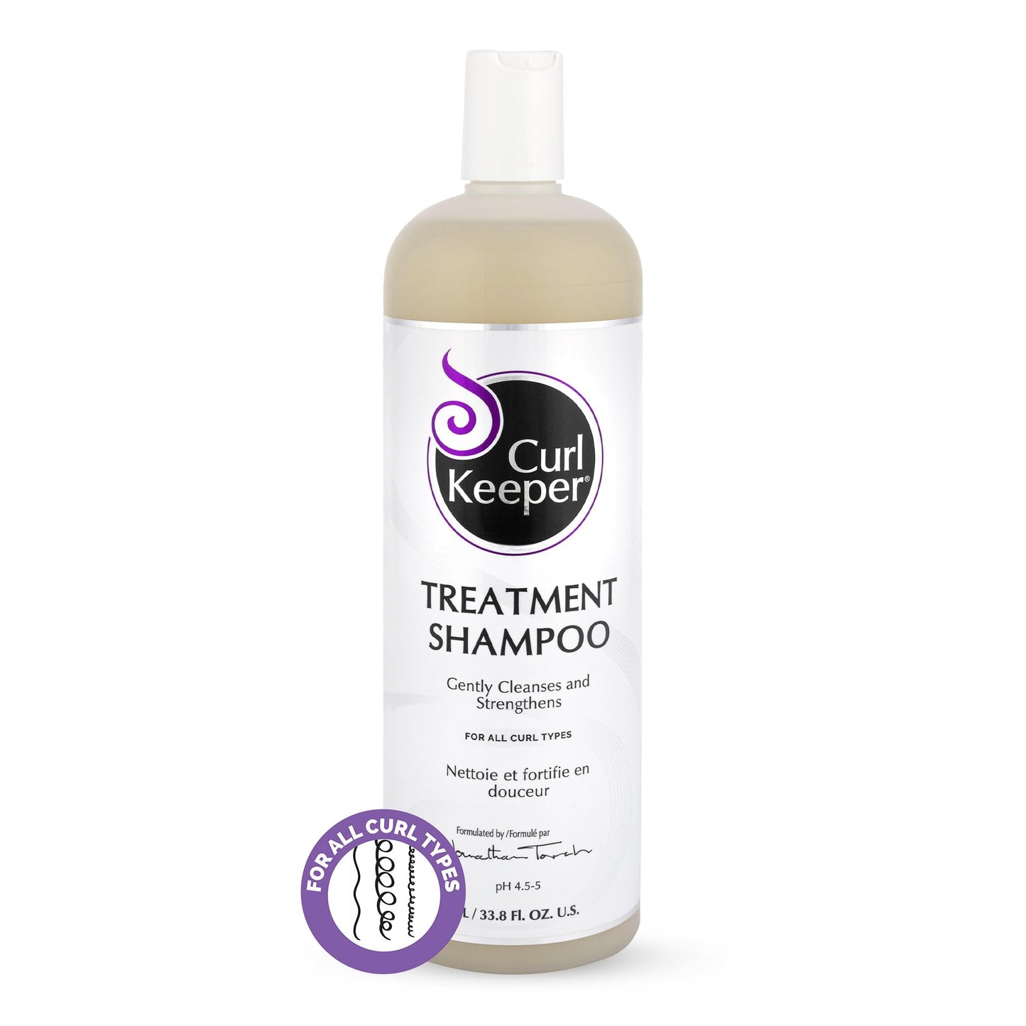 Curl Keeper Treatment Shampoo for Curly Hair, 33.8 Fl Oz - Daily Hair Shampoo Gently Cleanses & Strengthens All Curl Types - Rebuilds & Restores