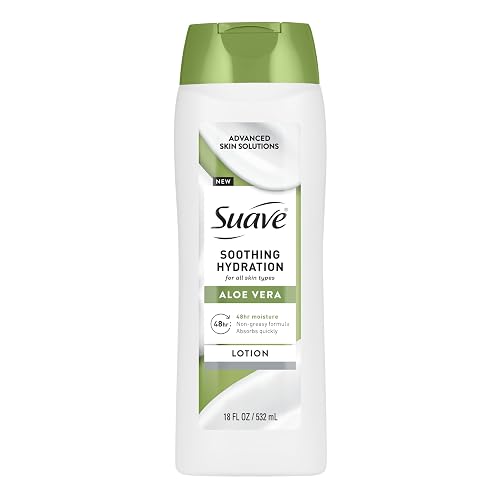 Suave Soothing Hydration Hand & Body Lotion With Aloe Vera Refreshes Dry Skin, Fast Absorbing, Intensive Moisturizing Cream For Women, Non Greasy