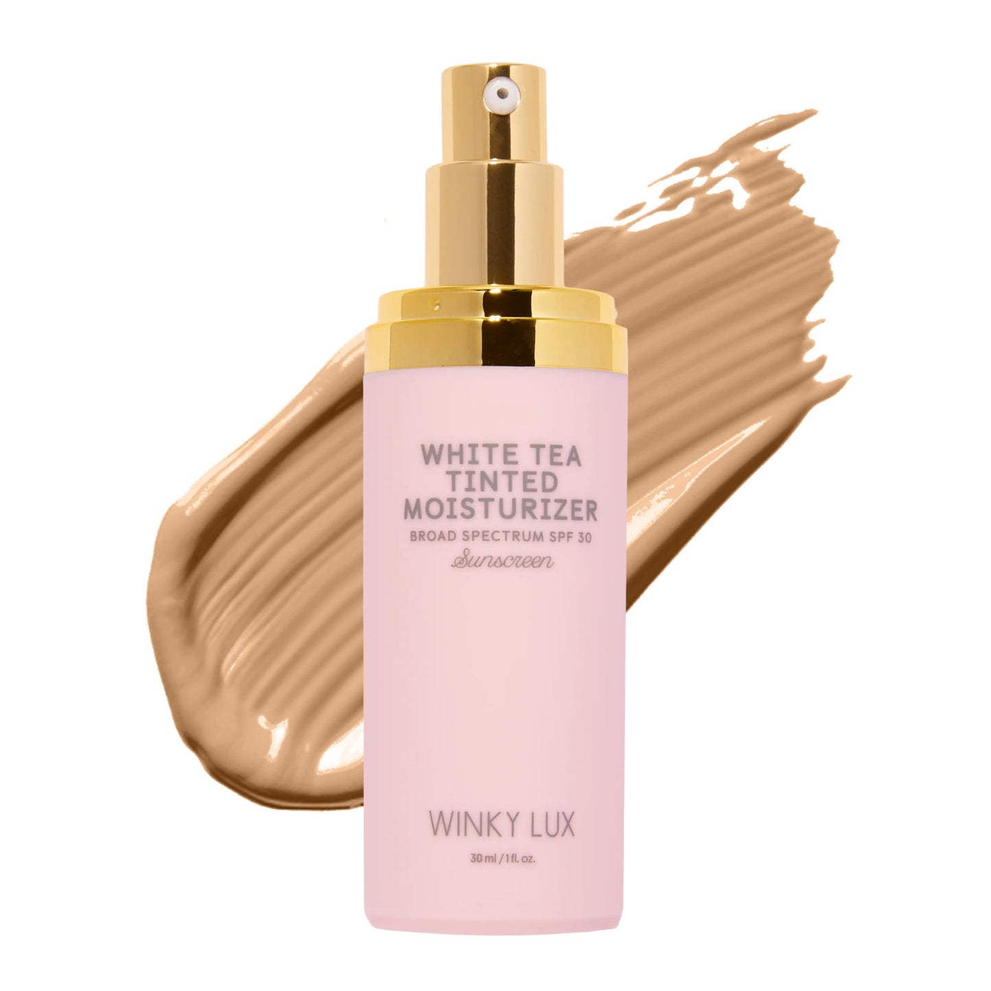 Winky Lux White Tea Tinted Moisturizer SPF 30 - Buildable Coverage with Facial SPF, Lightweight Sunscreen for Face, Naturally Radiant Finish, Long