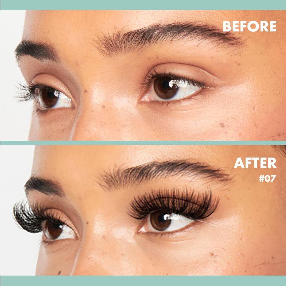 i-ENVY False Lashes Flick'd D-Curl Strip Lashes Volume Bouncy Natural Clear Band Cat Eye Dramatic Trendy Extensions Reusable Eye Lashes (07)