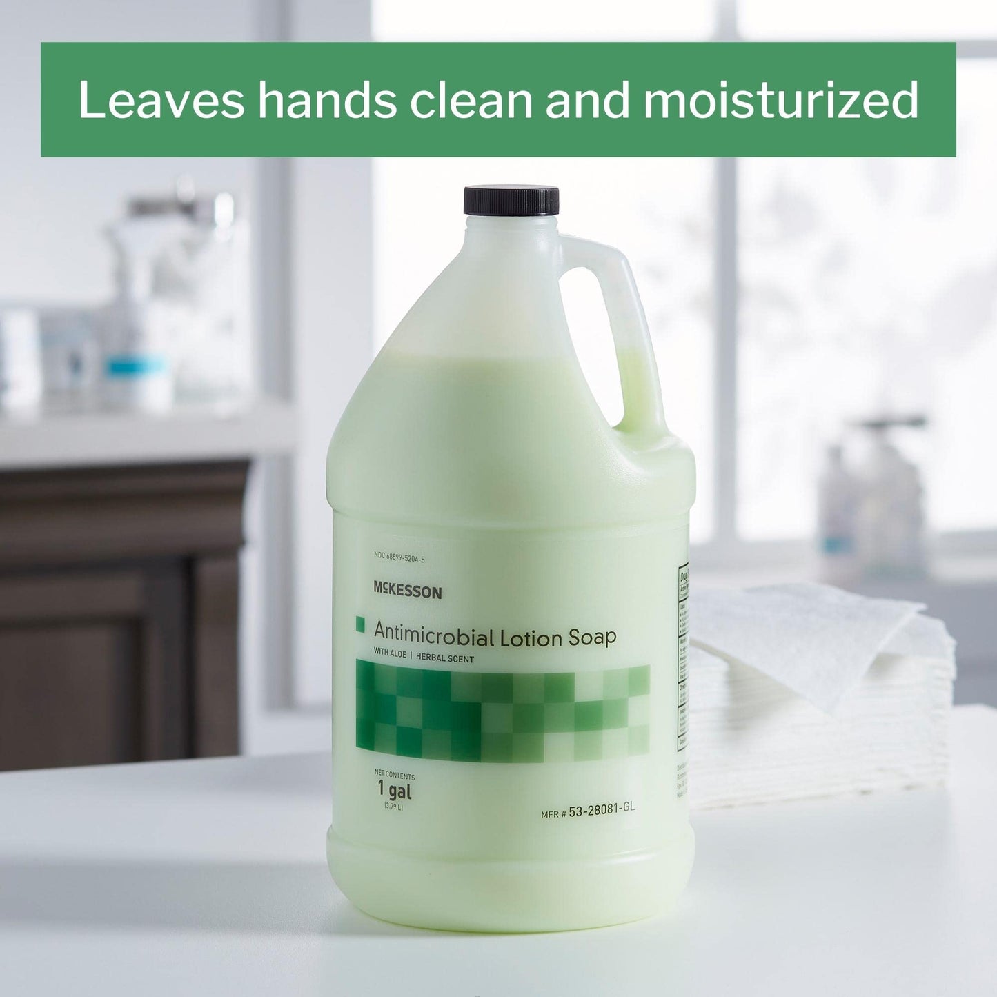 McKesson Antimicrobial Lotion Hand Soap with Aloe, 1 Gallon Refill Bottle [Pack of 1] - Herbal Scent, Keeps Hands Clean and Moisturized, Medical-Grade Beauty & Personal Care McKesson