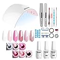Gel Nail Polish Starter Kit - 6 Colors Gel Polish Set Base Top Coat, 36W LED Nail Dryer Lamp with Full DIY Gel Manicure Nail Tools by Vishine 8ml