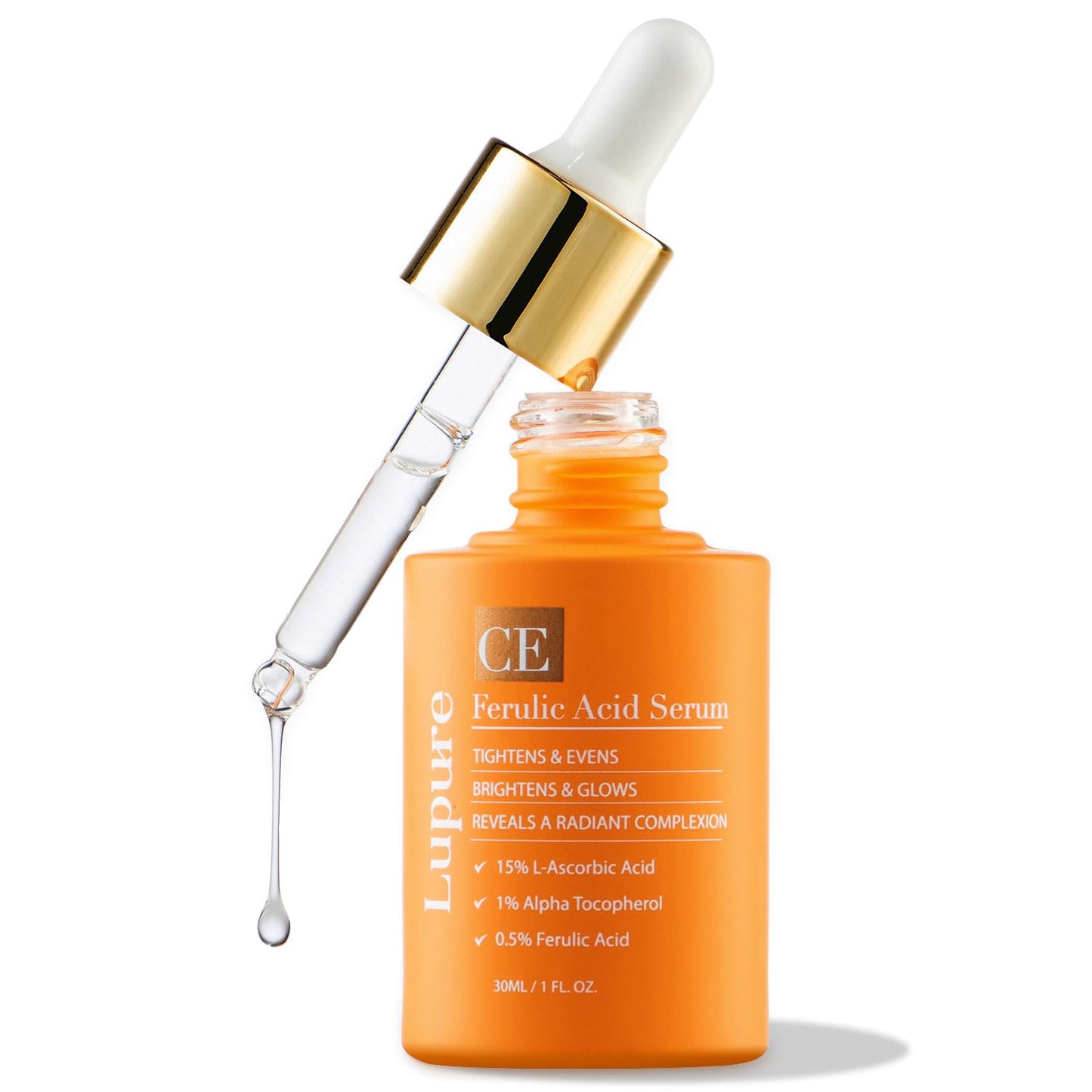 Lupure Vitamin C Face Serum: Anti Aging Facial Super Vit C Serum with Ferulic Acid Pure L-Ascorbic Acid, Vitamin E and Hyaluronic Acid for Dark Spots