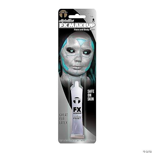 Tinsley Transfers FX Makeup - Face and Body Paint - Water-Based Cream - 7g / 0.24 oz Tube (Metallic Silver), 1 Count