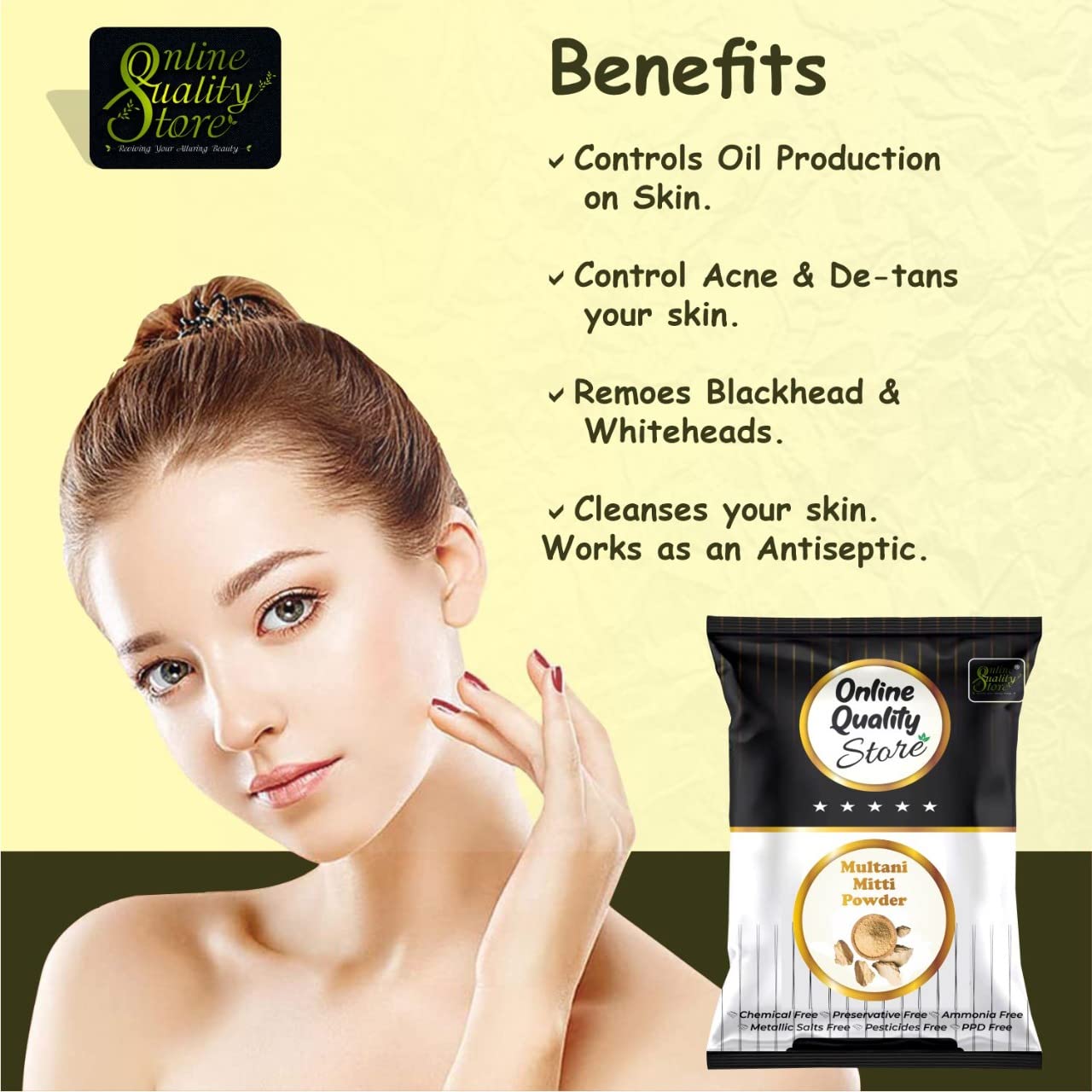 Online Quality Store 100% Herbal Multani Mitti_100g - Multani Mud Mitti | Indian Healing Clay | Bentonite Clay | Face Pack Pure & Natural Powder