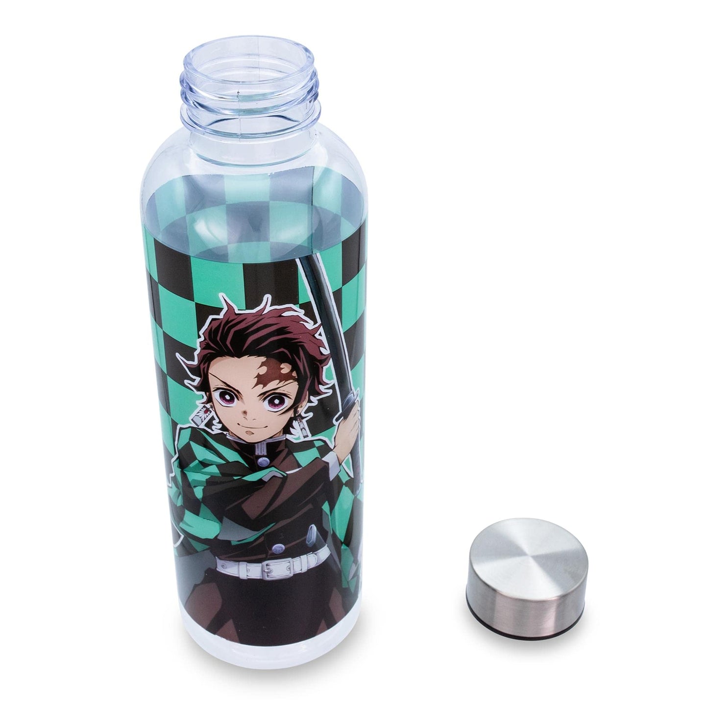 Surreal Entertainment Demon Slayer Tanjiro Kamado Plastic Water Bottle With Screw-On Lid | BPA-Free Plastic Sports Jug With Leakproof Lid