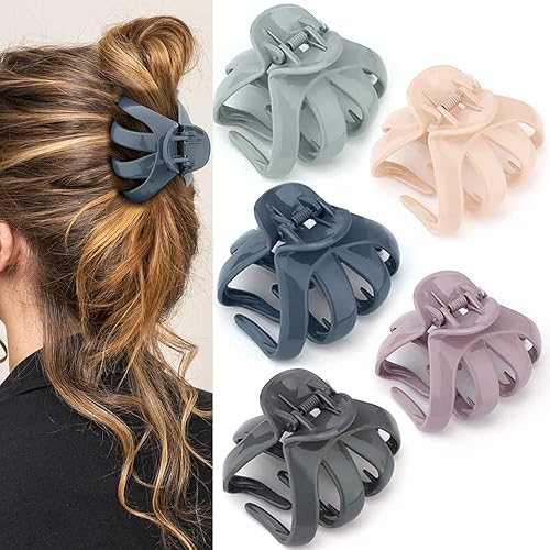 Atoden Claw Clips for Thick Hair 5Pcs, Large Hair Clips for Women, Octopus Hair Clips, Strong Grip Jumbo Jaw Clips, Girls Hair Styling Accessories