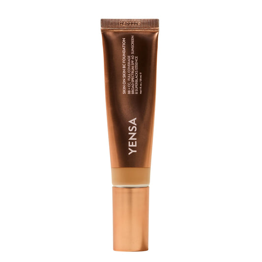 YENSA Skin on Skin BC Foundation Makeup - CC, BB Cream & Full Coverage Foundation-In-One - Buildable, Radiant Finish with SPF 40, Hyaluronic Acid
