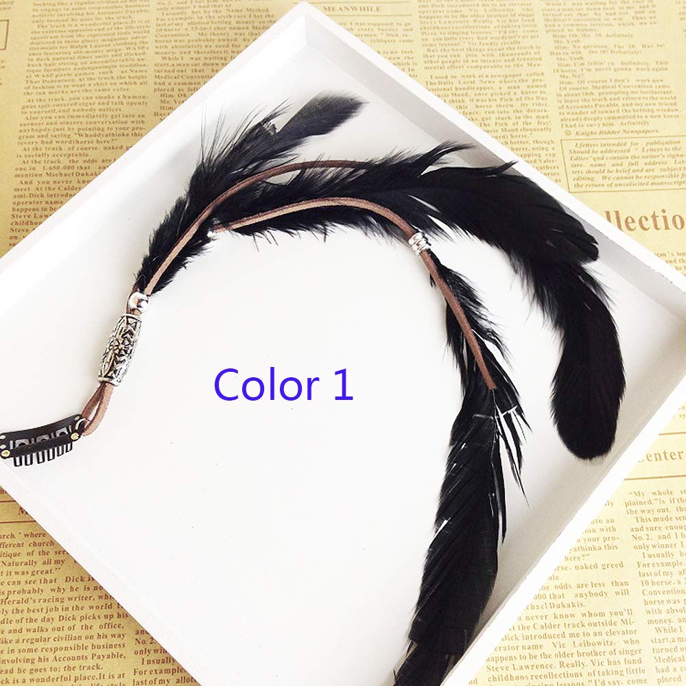 Jurxy Women Feather Hair Clips Set of 3 Handmade Boho Hippie Hair Extensions with Clip Comb Hairpin Headdress