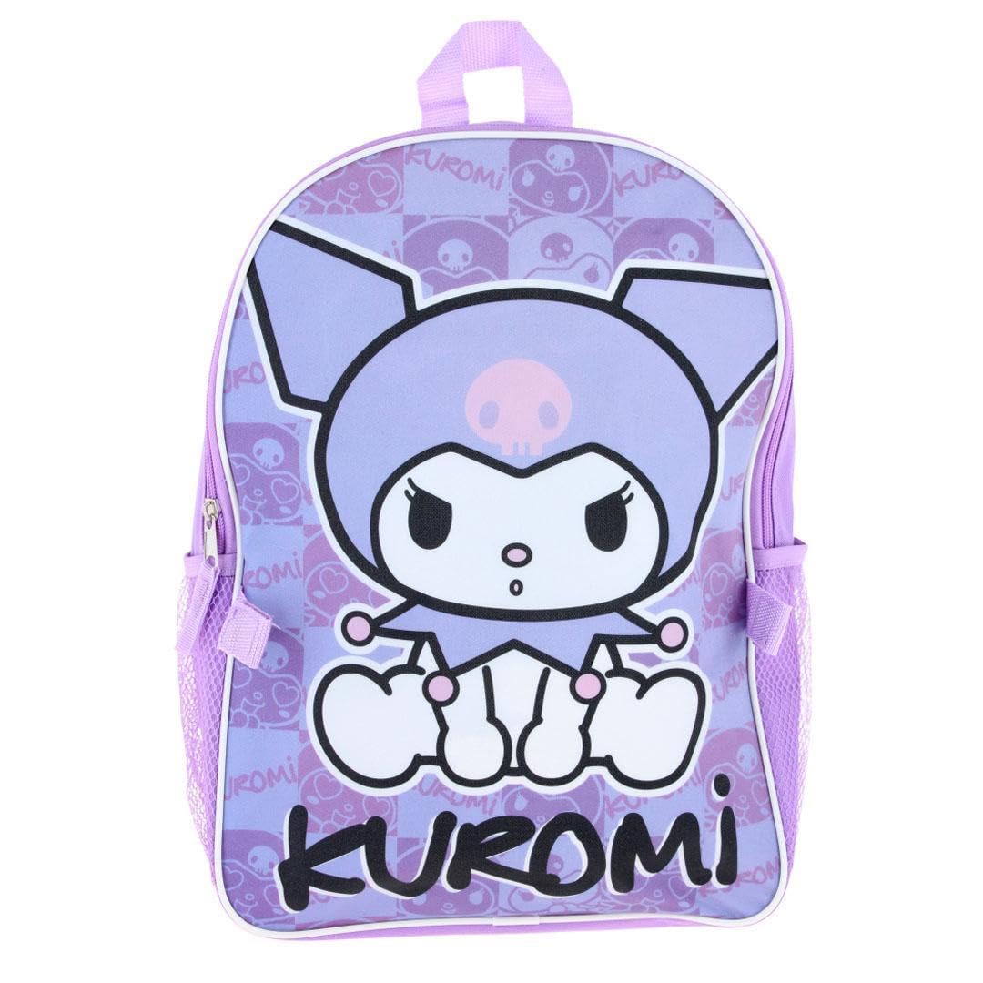 Fast Forward Hello Kitty Kuromi 16" Purple School Backpack and Rectangular Lunch Bag Attached