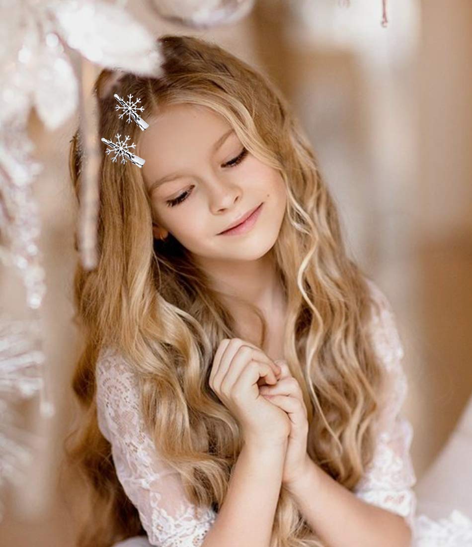 NVENF 6PCS Christmas Hair Clips for Women Holiday Rhinestone Snowflake Hair Clip Christmas Hair Accessories Festive Party Gifts (6PCS Snowflake A)