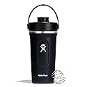 Hydro Flask Shaker Bottle - Insulated Stainless Steel Gym Bottle for Pre Workout & Protein 24 Oz Black
