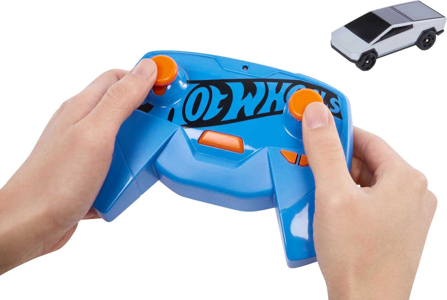 Hot Wheels Toy Car RC, Remote-Control Tesla Cybertruck in 1:64 Scale, On- or Off-Track Play, Includes Controller & Adapter