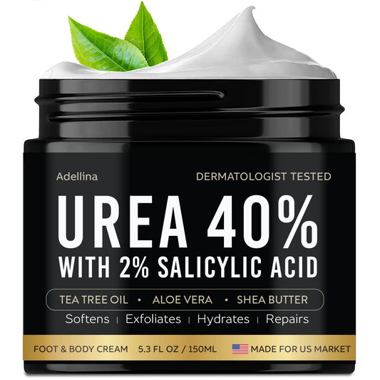 Adellina Urea Cream 40 Percent for Feet Maximum Strength, Urea Foot Cream for Dry Cracked Heels Feet Knees Elbows, 40% Urea Foot Repair Lotion 5.3 OZ Beauty & Personal Care Adellina