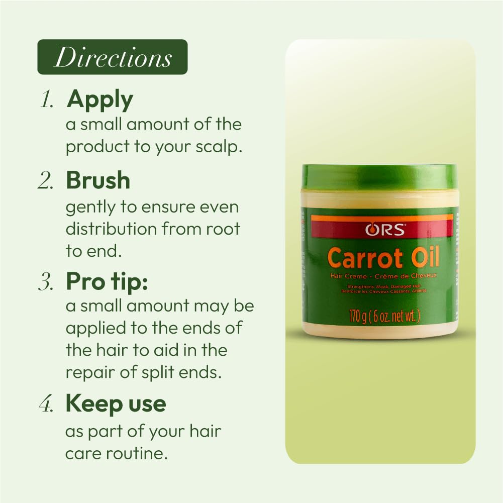 ORS Carrot Oil Hair Cream for Weak & Damage Hair 6 Ounces
