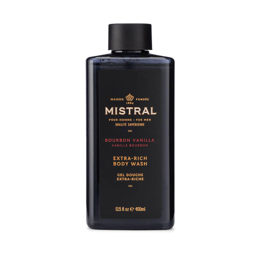 Mistral Men's Body Wash & Shampoo, Bourbon Vanilla 13.5 oz | 2-in-1 Natural Shower Gel for Men | SLS, Paraben & Phthalate Free | Natural Men’s Body Beauty & Personal Care Mistral