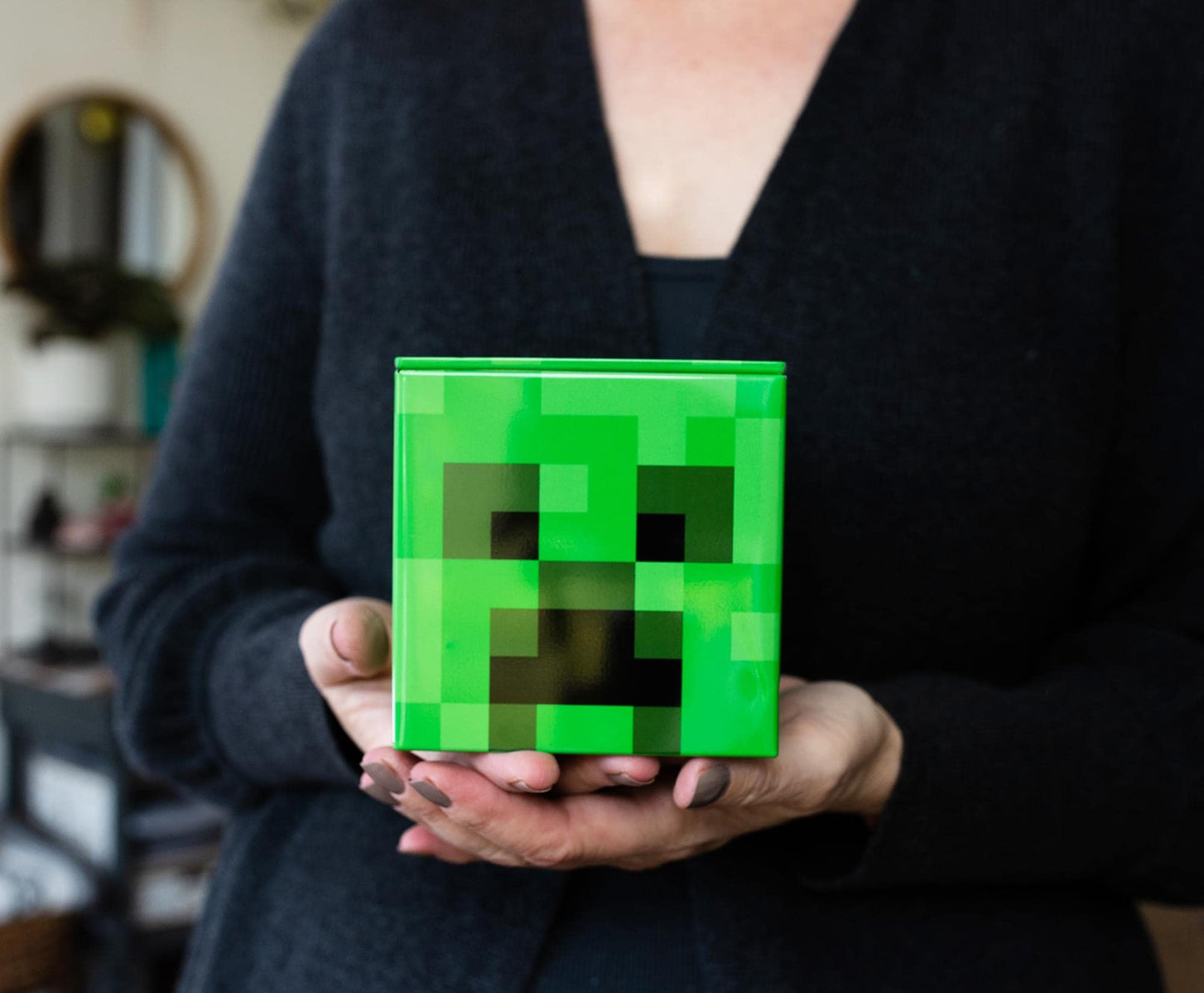 Minecraft Creeper 4-Inch Tin Storage Box Cube Organizer with Lid | Basket Container, Cubby Cube Closet Organizer, Home Decor Playroom Accessories…
