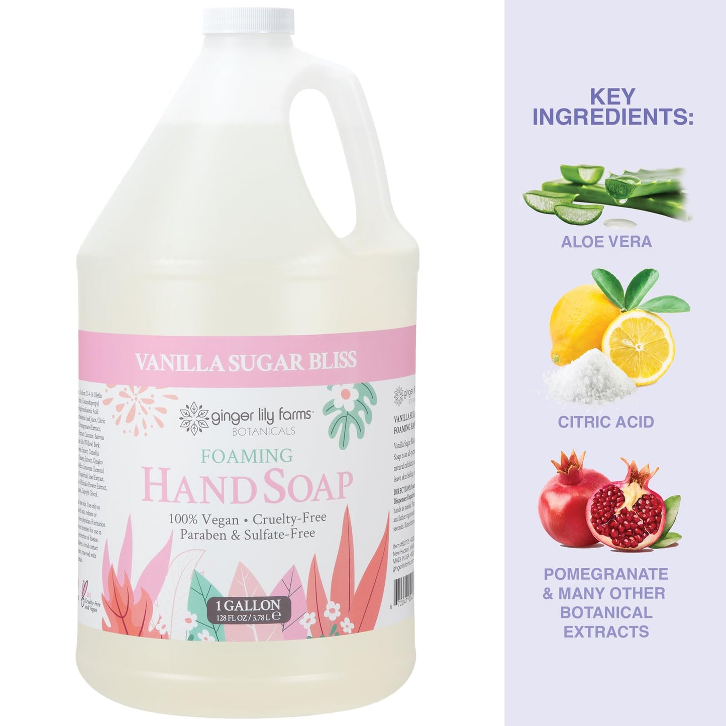 Ginger Lily Farms Botanicals All-Purpose Foaming Hand Soap Refill, 100% Vegan & Cruelty-Free, Vanilla Sugar Bliss Scent, 1 Gallon (128 fl oz)