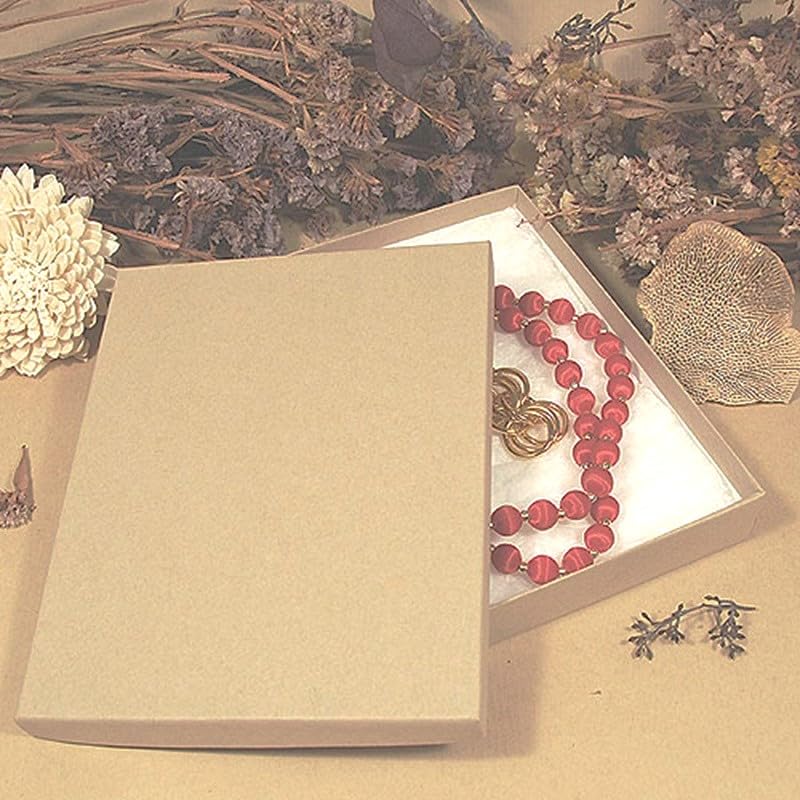 6 Pack Cotton Filled Brown Color Paper Cardboard Jewelry Necklace Bracelets Watch Gift and Retail Boxes Size 7 1/8" x 5 1/8" x 1 1/8" Inch - by R J…