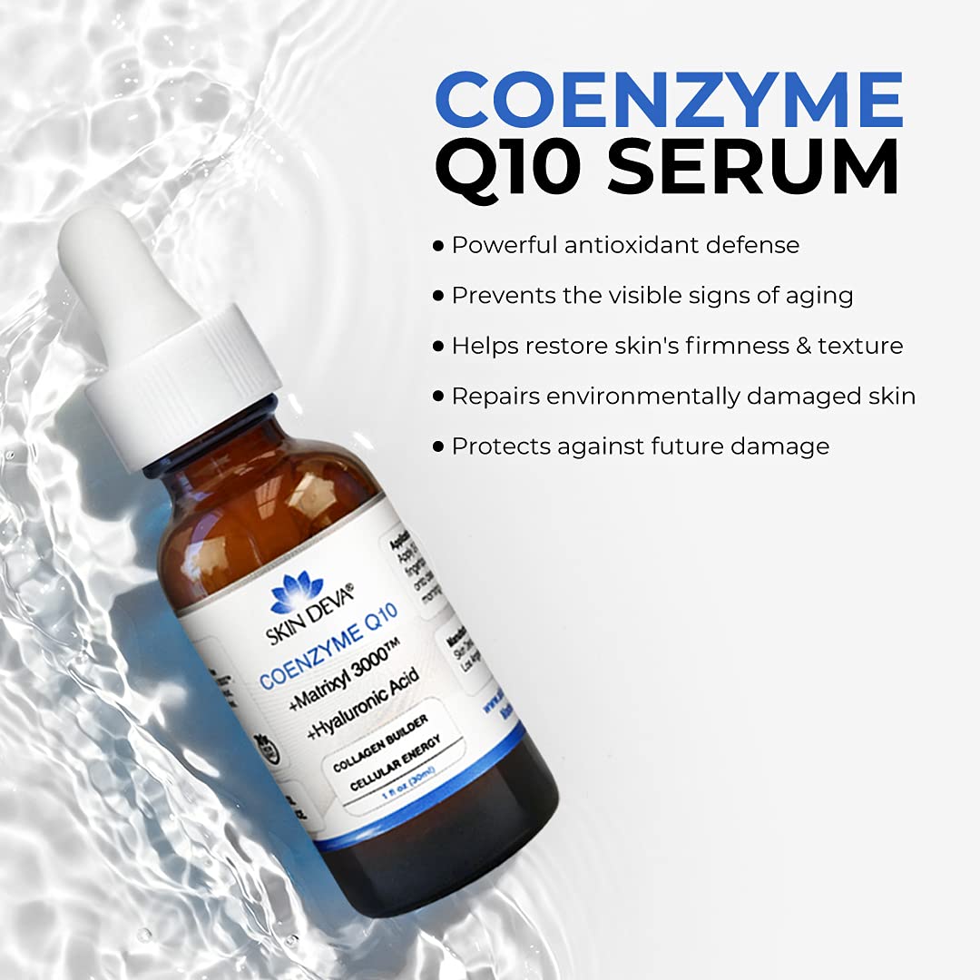 SKIN DEVA 1 fl oz COENZYME Q10 Anti Aging Serum Formula with Matrixyl 3000 and Hyaluronic Acid Serum Facial Serums, Anti Wrinkle Serum which