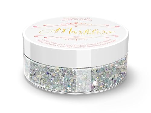 MARBLERS Mixed Shaped Face & Body Glitter [Silver] 0.18oz (5g) | Chunky | Chopped | Flake | Non-Toxic | Vegan | Cruelty-Free | Festival, Rave & Party