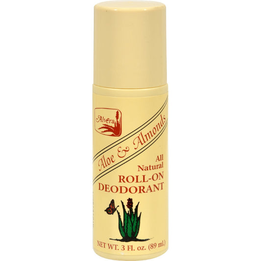 ALVERA Alvera All Natural Roll-On Deodorant Aloe and Almonds - 3 oz Pack of - 4 Beauty and Personal Care Alvera