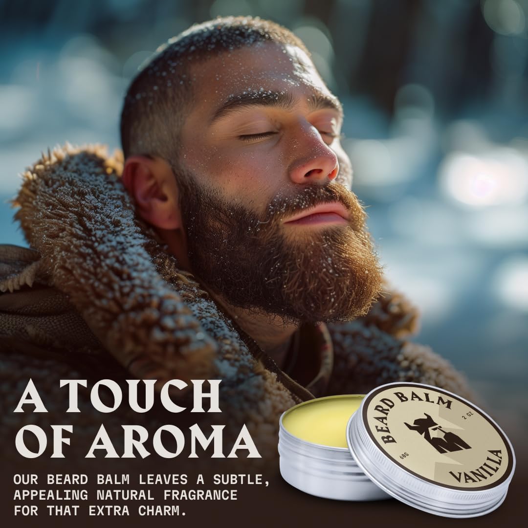 Striking Viking Beard Balm for Men - 2 oz, Vanilla Scent - Light Hold Moisturizer & Beard Conditioner for Men That Softens & Nourishes Coarse Facial